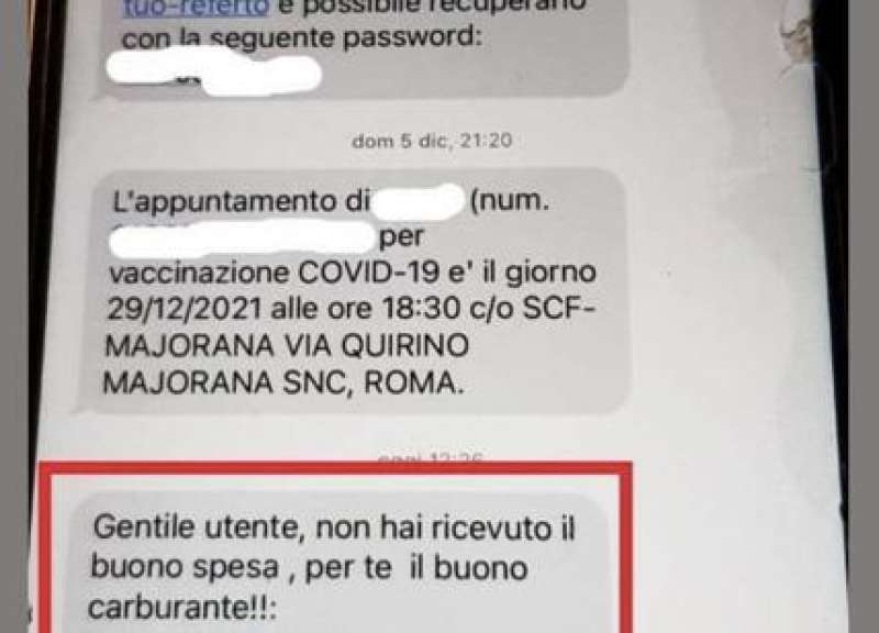 TRUFFA SMS BUONI BENZINA SPESA REGIONE LAZIO