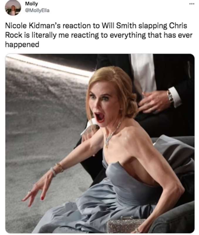 tweet sulla reazione di nicole kidman allo schiaffo di will smith a chris rock 2