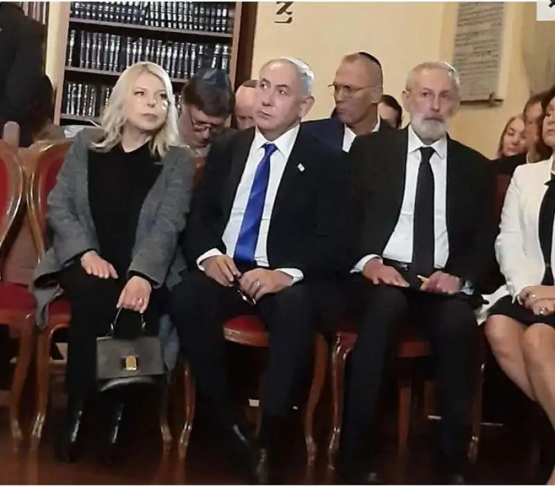 BENJAMIN NETANYAHU ALLA SINAGOGA DI ROMA  CON IL RABBINO CAPO RICCARDO DI SEGNI 