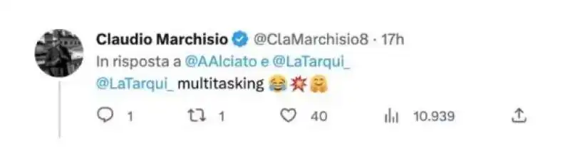 commento di claudio marchisio su alessia tarquinio che si improvvisa hostess