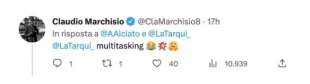 commento di claudio marchisio su alessia tarquinio che si improvvisa hostess