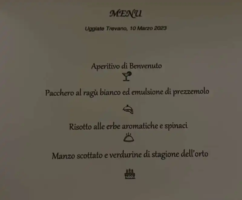 FESTA DI COMPLEANNO A SORPRESA DI MATTEO SALVINI A UGGIATE TREVANO - IL MENU