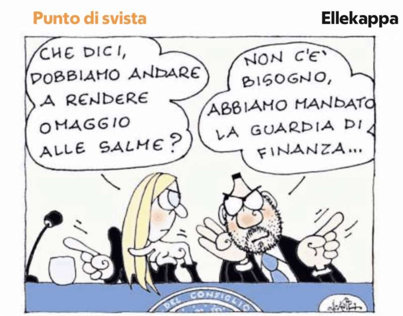 GIORGIA MELONI MATTEO SALVINI - VIGNETTA BY ELLEKAPPA