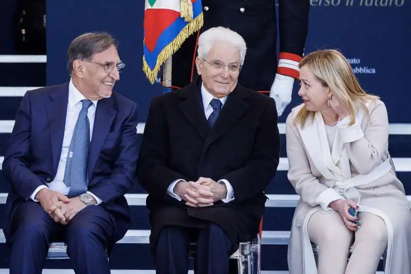 ignazio la russa   sergio mattarella   giorgia meloni 