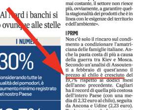 il messaggero, e' cresciuto il prezzo al chilo