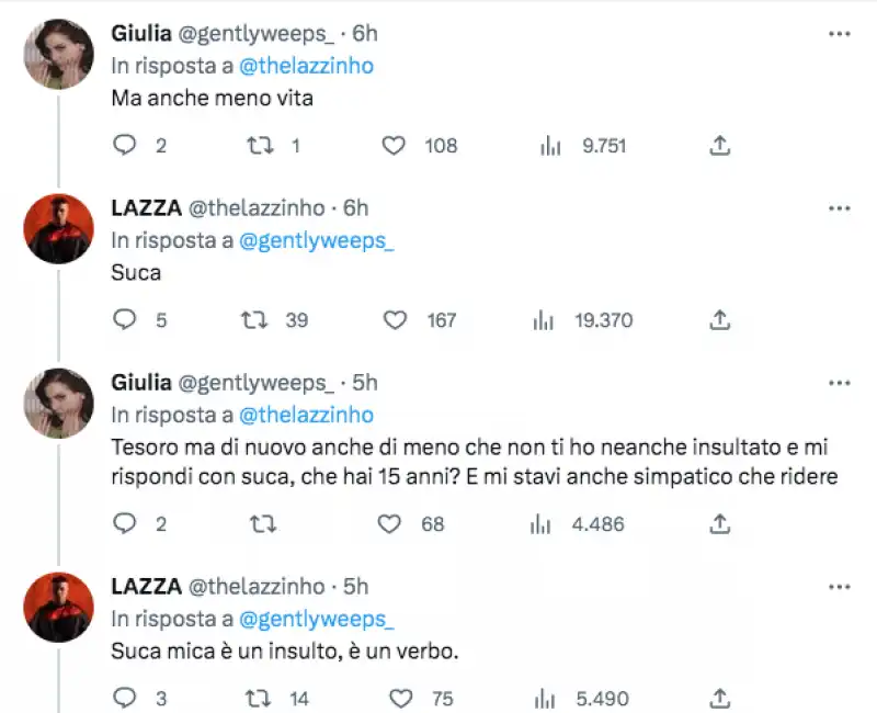 lazza scazzo su twitter