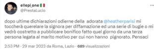 lucio presta minaccia querela contro heather parisi