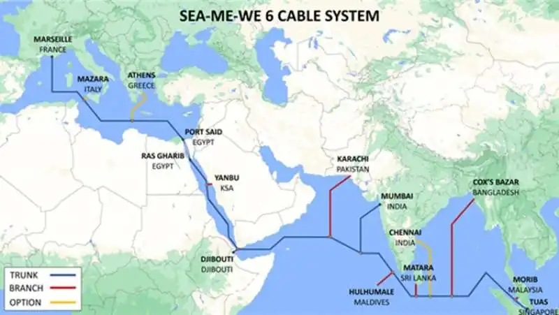 MAPPA DEL CAVO  SOUTH EAST ASIA-MIDDLE EAST-WESTERN EUROPE 6