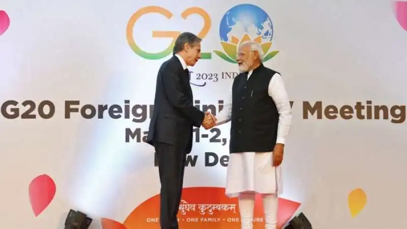 narendra modi e anthony blinken al g20 di new delhi in india