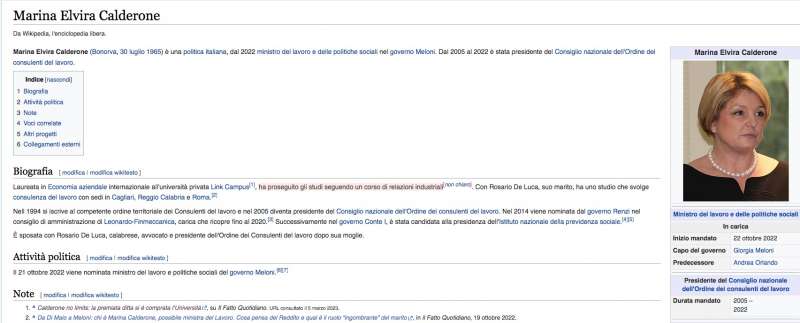 PAGINA WIKIPEDIA DI MARINA ELVIRA CALDERONE