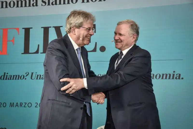 paolo gentiloni e ignazio visco  alla presentazione del nuovo affari e finanza