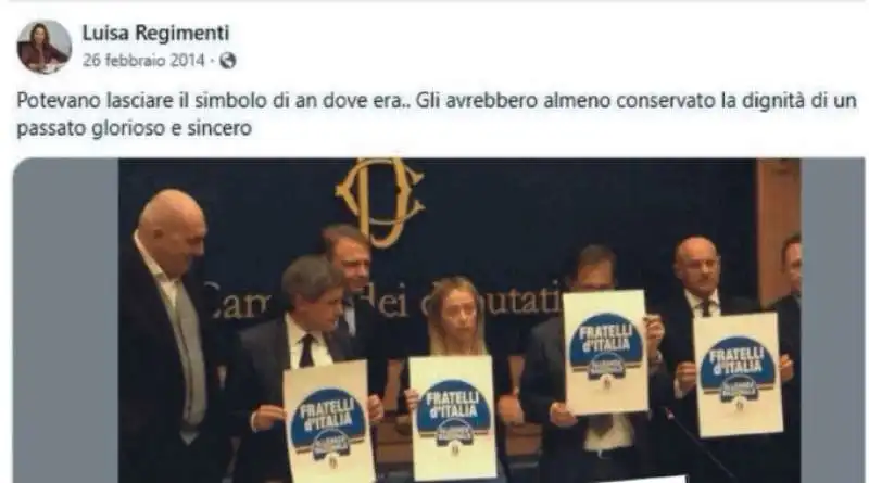 POST SU FACEBOOK DI LUISA REGIMENTI CONTRO GIORGIA MELONI