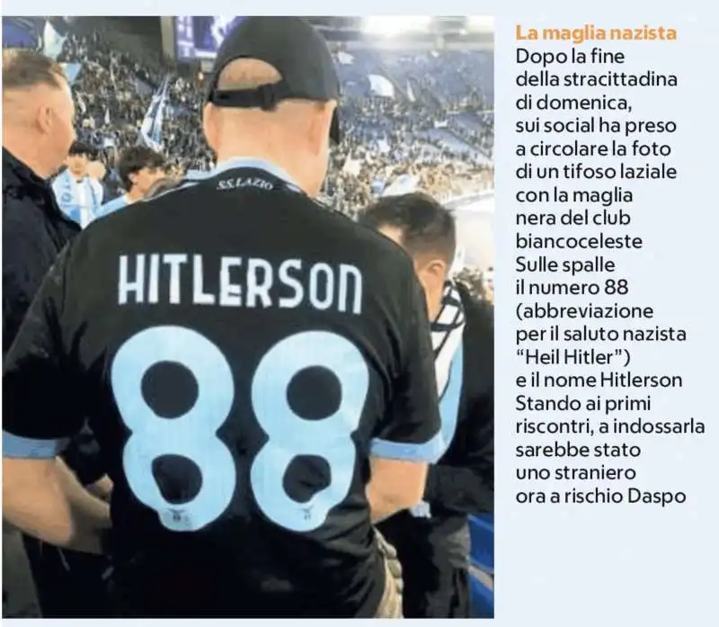 TIFOSO DELLA LAZIO CON LA MAGLIETTA HITLERSON 88