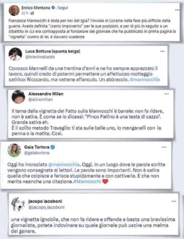 tweet sulla vignetta di mannelli su francesca mannocchi