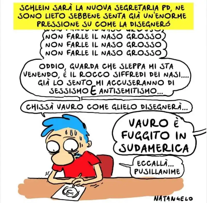 vignetta di Natangelo su Elly Schlein per il Fatto Quotidiano