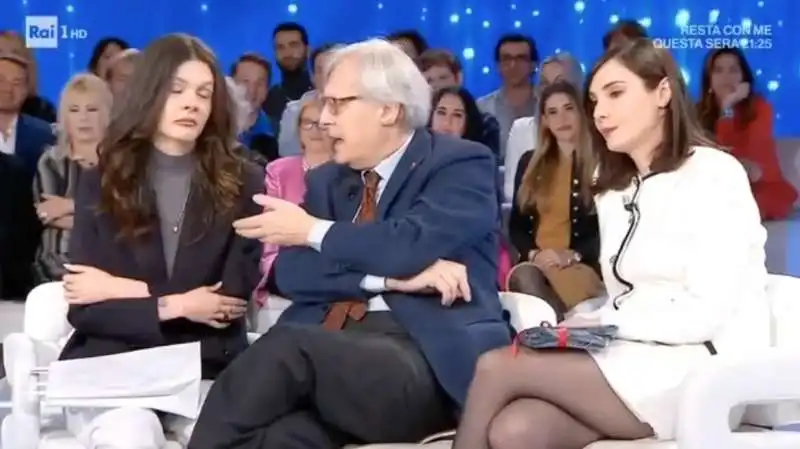 vittorio sgarbi con le figlie a domenica in    4