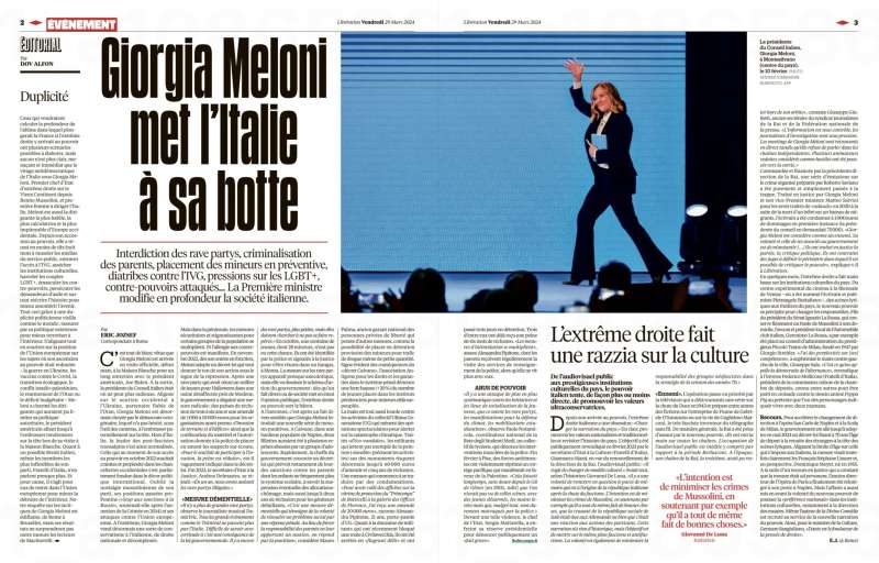 articolo di liberation su giorgia meloni