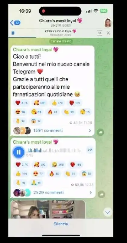 chiara ferragni - nuovo canale telegram

