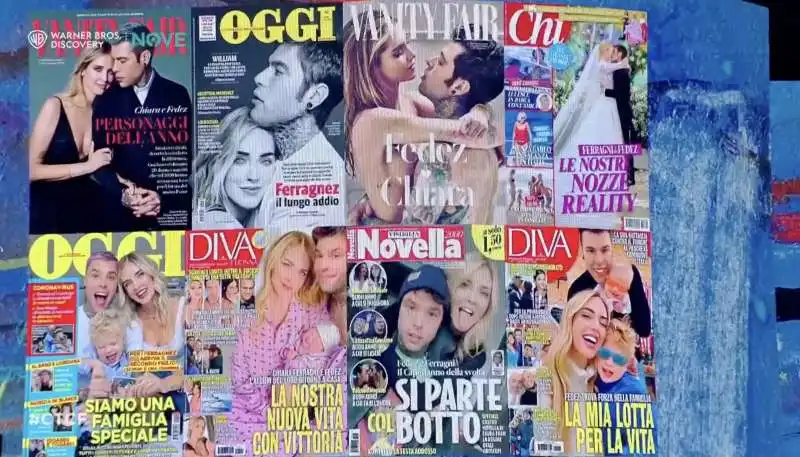 fabio fazio mostra le copertine dei settimanali sulla crisi fedez   chiara ferragni  