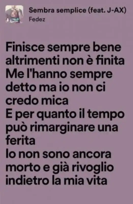 fedez posta il testo della canzone sembra semplice

