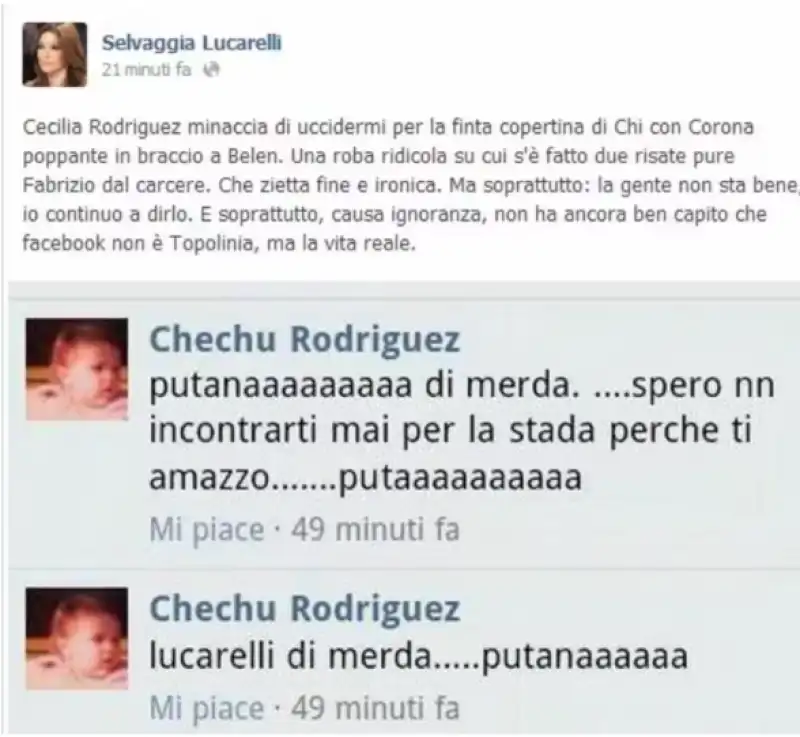 gli insulti di cecilia rodriguez a selvaggia