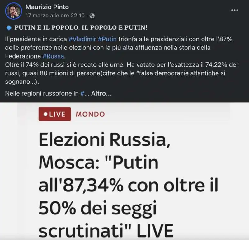 il post pro putin di maurizio pinto 