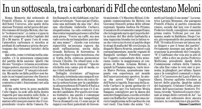 L ARTICOLO DEL FOGLIO SULLA RIUNIONE DEI GABBIANI DI RAMPELLI