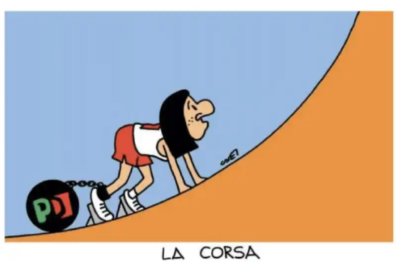 LA CORSA DI ELLY SCHLEIN - VIGNETTA DI CLAUDIO CADEI PER ITALIA OGGI 