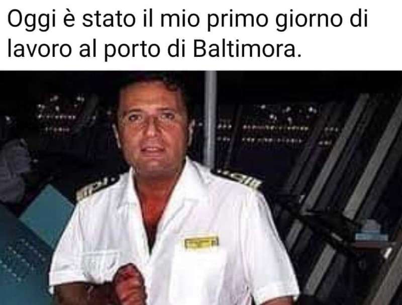 meme con francesco schettino sul crollo del ponte francis scott key bridge baltimora