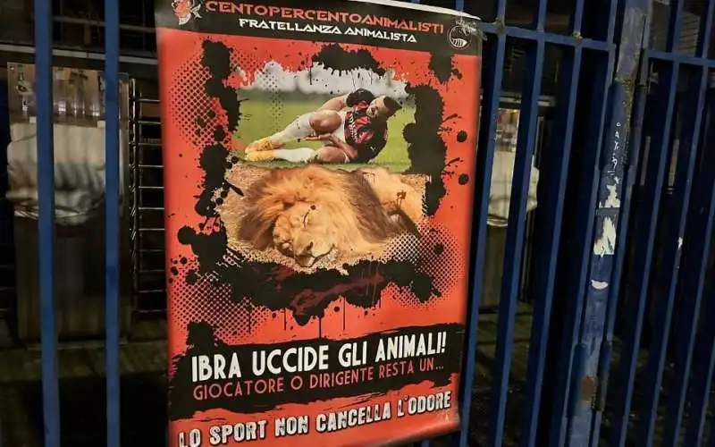 STRISCIONI DEGLI ANIMALISTI CONTRO ZLATAN IBRAHIMOVIC