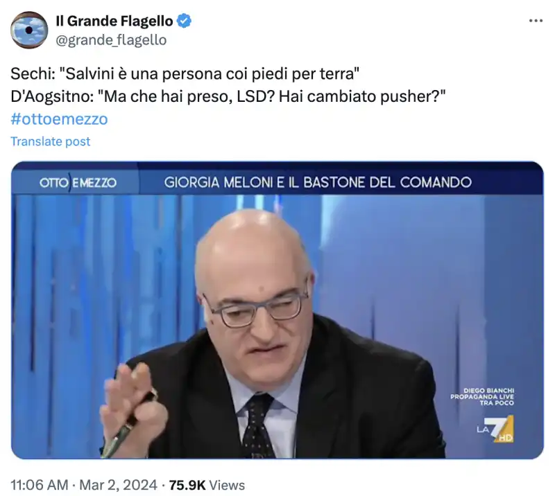 tweet dago vs. mario sechi a otto e mezzo 1