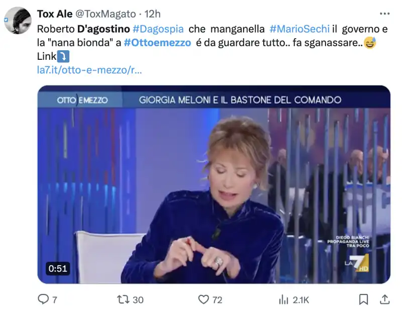 tweet dago vs. mario sechi a otto e mezzo 7