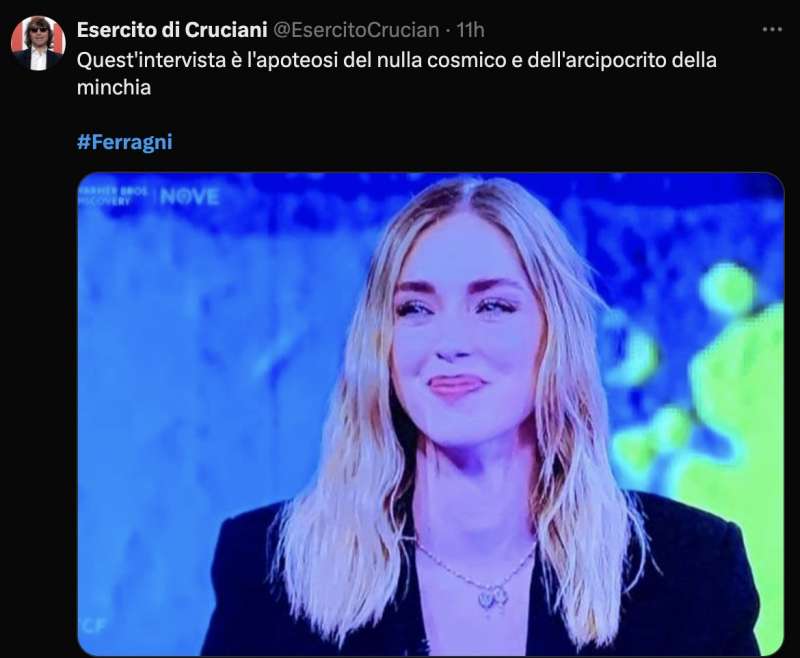 tweet su chiara ferragni