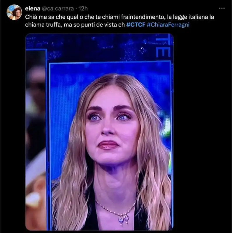 tweet su chiara ferragni  