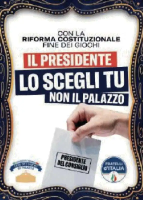 VOLANTINO DI FRATELLI D'ITALIA SUL PREMIERATO