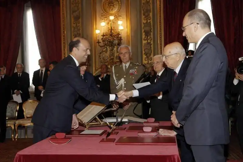 ALFANO GIURA AL QUIRINALE CON LETTA E NAPOLITANO