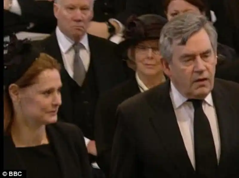 GORDON BROWN AL FUNERALE DI MARGARET THATCHER 