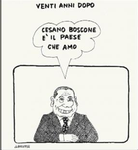 VIGNETTA GIANNELLI BERLUSCONI VENTI ANNI DOPO CESANO BOSCONE