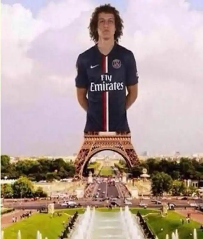 david luiz fotomontaggio torre eiffel