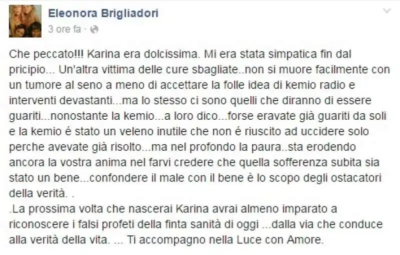 ELEONORA BRIGLIADORI SU KARINA HUFF