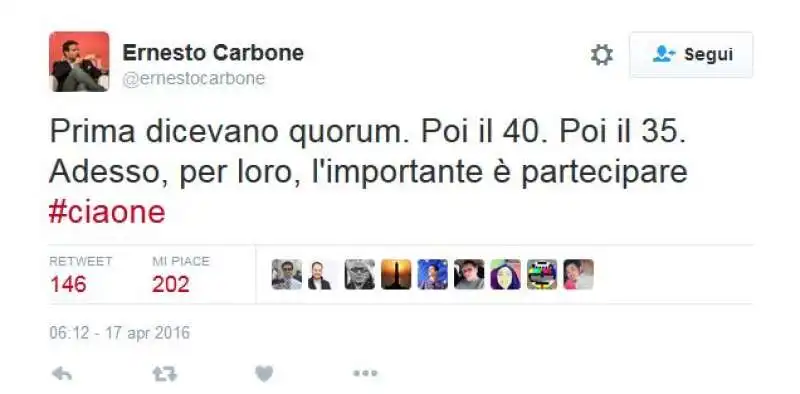 ERNESTO CARBONE E IL SUO CIAONE AL REFERENDUM