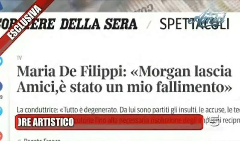 amici parla di morgan come fosse un esclusiva