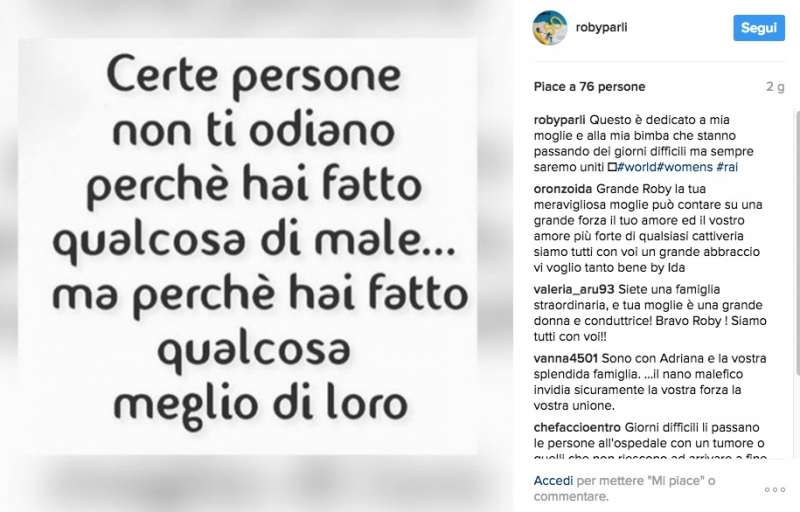 roberto parli marito di adriana volpe su instagram