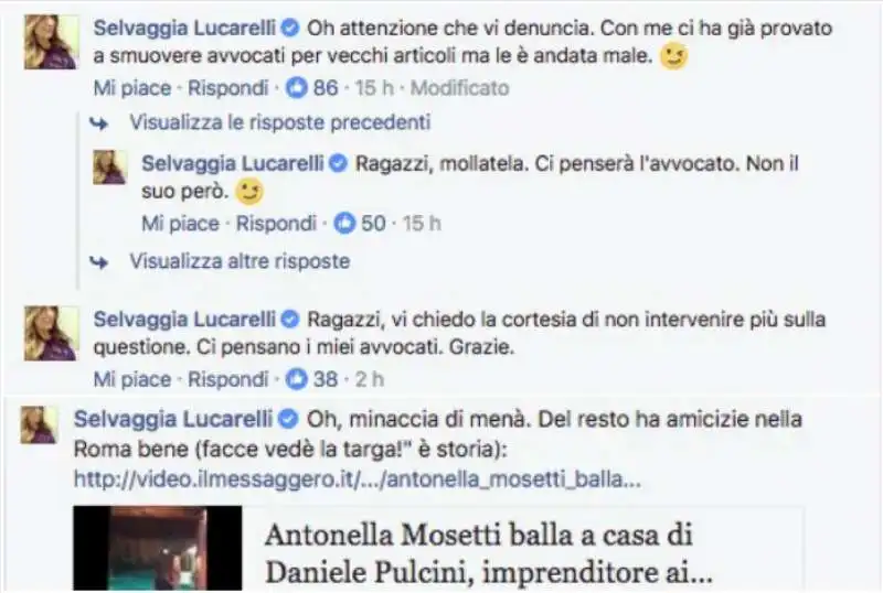 SCAZZO TRA SELVAGGIA LUCARELLI E ANTONELLA MOSETTI