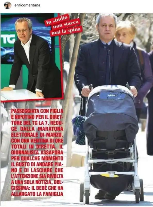 enrico mentana con passeggino