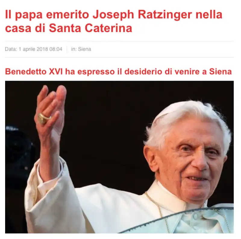 Ratzinger, pesce d'aprile