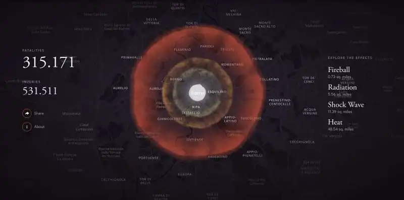 simulazione nucleare roma