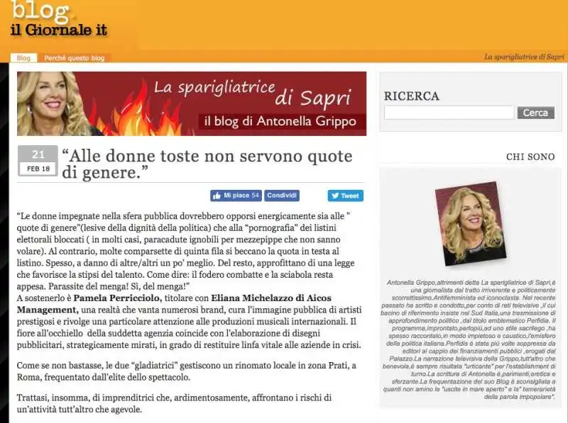 l articolo di antonella grippo su pamela ed eliana