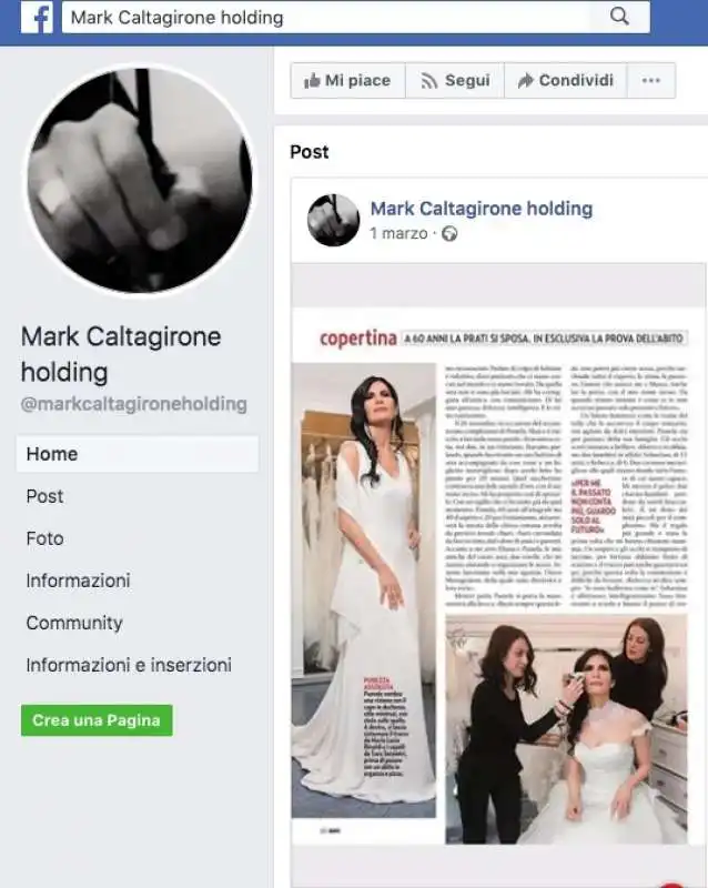 la marco caltagirone holding dedicata a pamela prati presto sposa