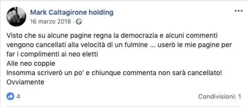 la pagina facebook della mark caltagirone holding